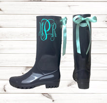 Monogrammed Gray Rain boots with bows | Southern Sugar Studio